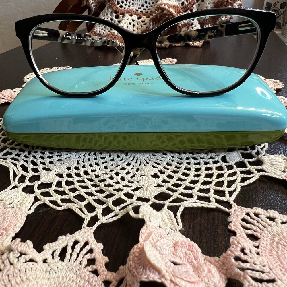 NEW Kate Spade Karlee 53[]15 140 WR7 Black Havana Leopard Print Cateye - Picture 2 of 9